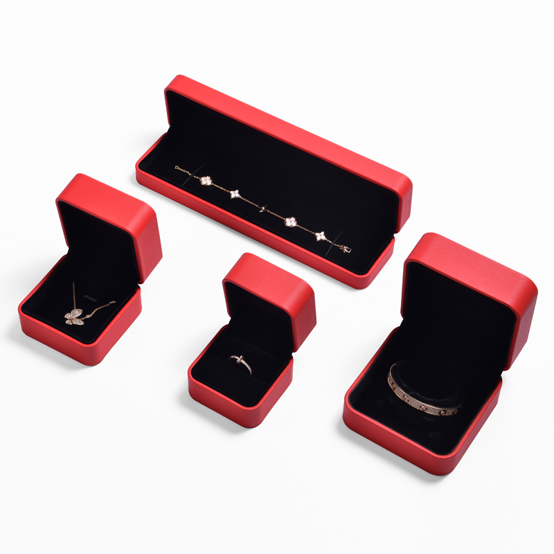 Red PU Leather Jewelry Box with black velvet