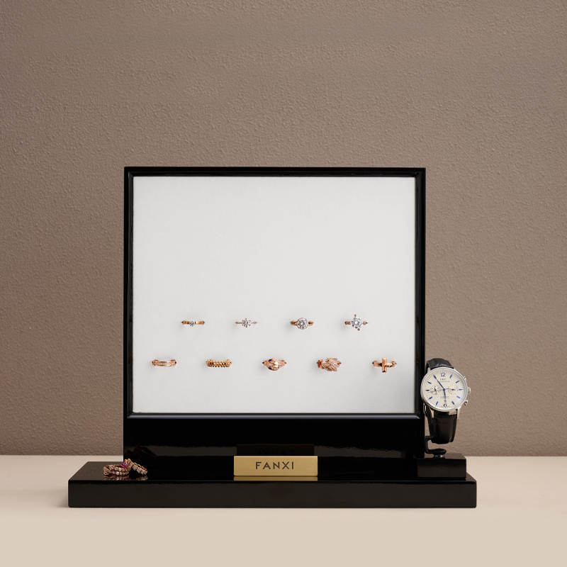 New Arrival Wood Materials Free to Exhibit Jewelry Dsiplay Ring Stand with White Color