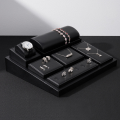New Arrival Black PU Leather Jewelry Displays Window Jewellery Display Set