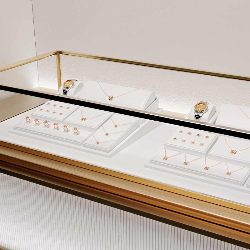 New Arrival White PU Leather Jewelry Displays Window Jewellery Display Set