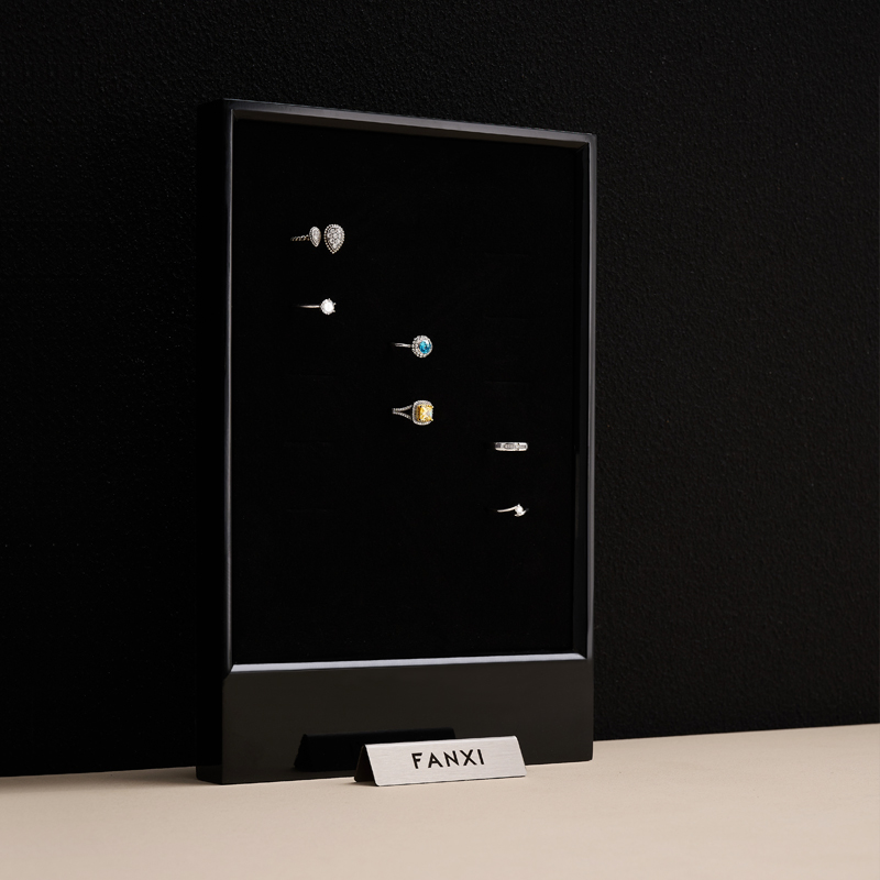 New Arrival Wood Materials Free to Exhibit Jewelry Dsiplay Ring Stand with Black Color