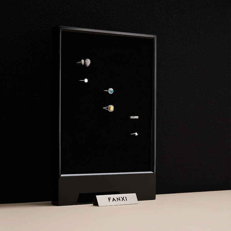 New Arrival Wood Materials Free to Exhibit Jewelry Dsiplay Ring Stand with Black Color