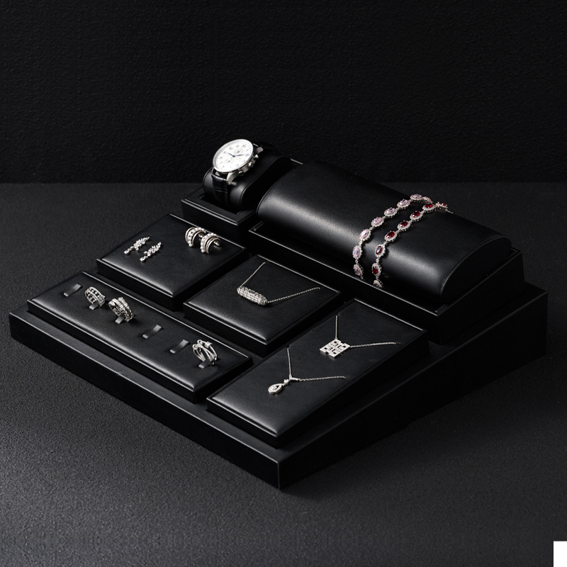 New Arrival Black PU Leather Jewelry Displays Window Jewellery Display Set
