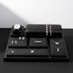 New Arrival Black PU Leather Jewelry Displays Window Jewellery Display Set