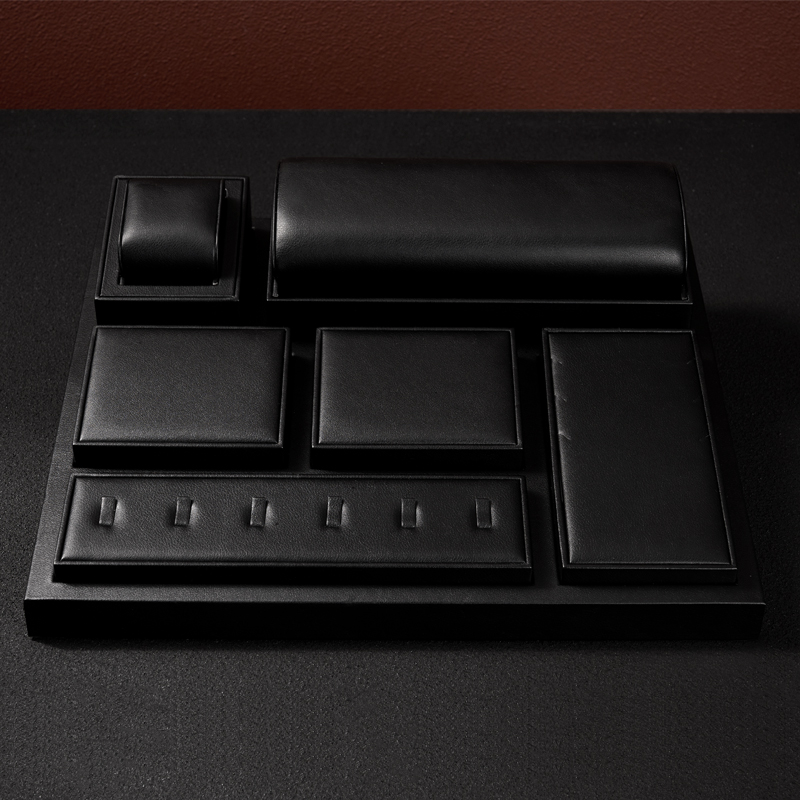 New Arrival Black PU Leather Jewelry Displays Window Jewellery Display Set
