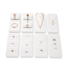 White PU Leather Multifuction Jewelry Display Set