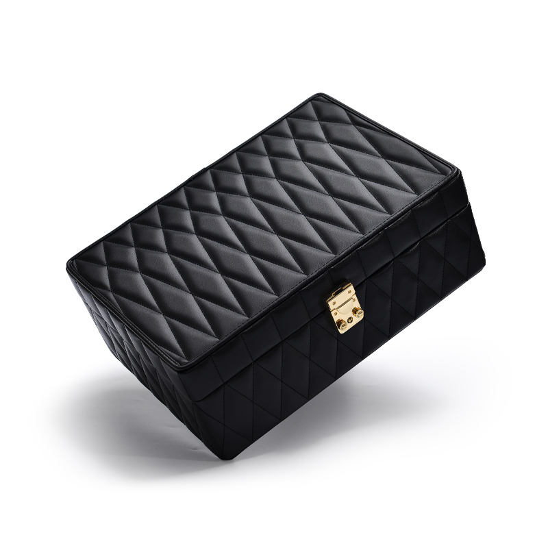 New Design Black color PU Leather Jewelry Travel Box