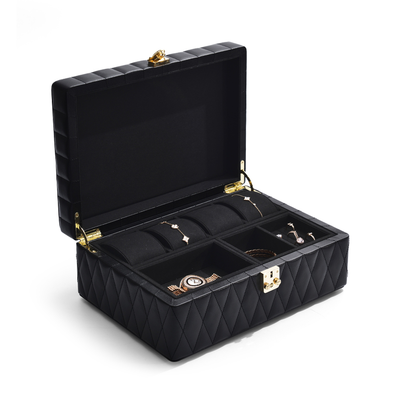 New Design Black color PU Leather Jewelry Travel Box
