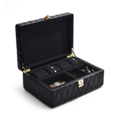 New Design Black color PU Leather Jewelry Travel Box