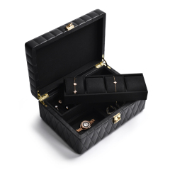 New Design Black color PU Leather Jewelry Travel Box