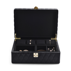 New Design Black color PU Leather Jewelry Travel Box