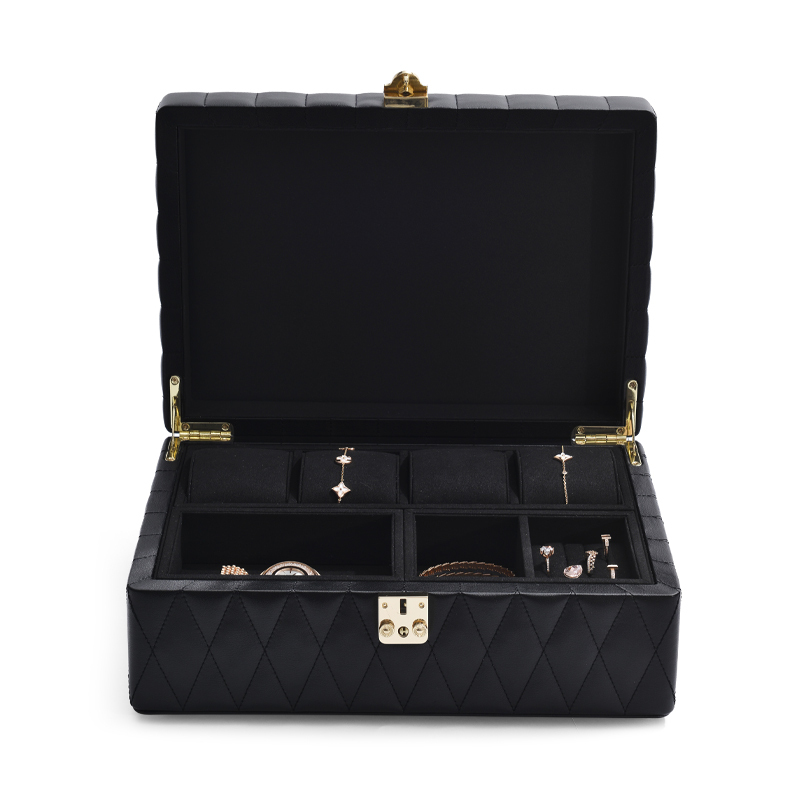 New Design Black color PU Leather Jewelry Travel Box