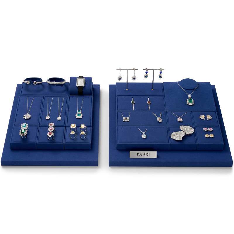 Blue Color Luxury Counter Jewelry Display Set,Jewelry Display Set