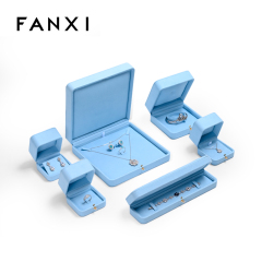 FANXI Custom High Quality luxury PU Leather microfiber Boxes Ring Necklace Bracelet Packaging Jewelry Box