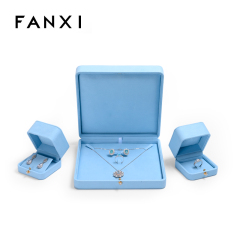 FANXI Custom High Quality luxury PU Leather microfiber Boxes Ring Necklace Bracelet Packaging Jewelry Box