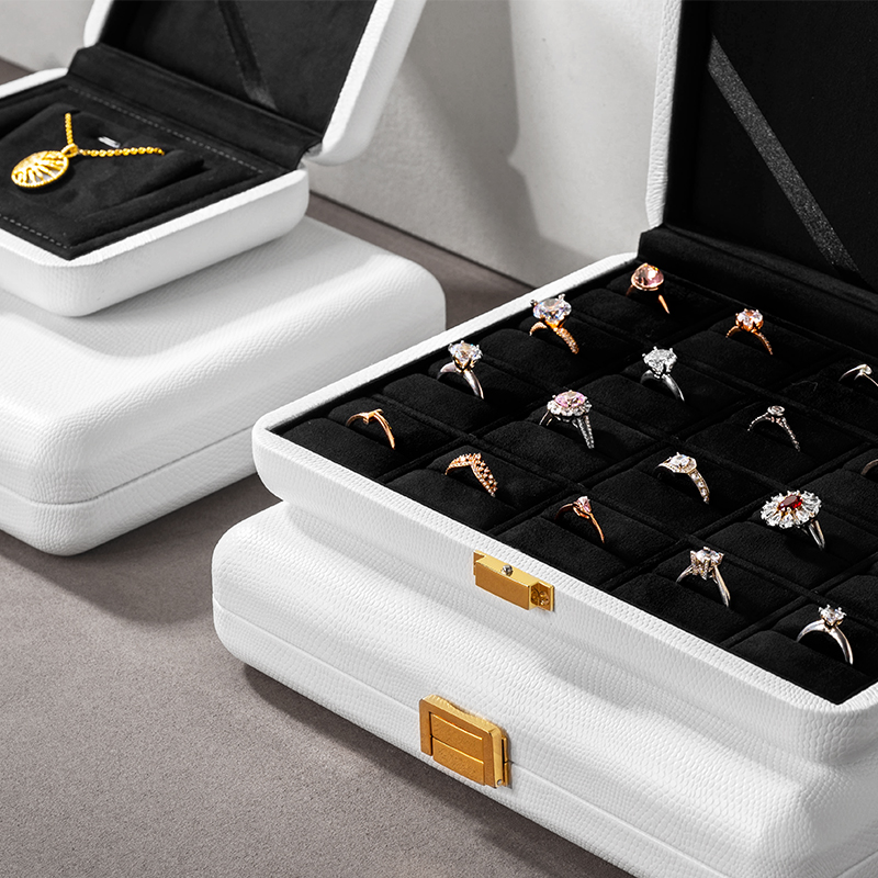 H157 Wholesale Custom Logo Leather Jewelry Box Luxury Earring Bracelet Necklace Ring Box Jewelry Packaging Box