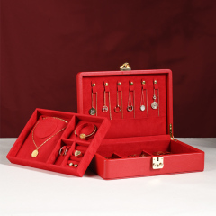 FANXI Custom logo Velvet Travel Jewelry Box Organizer Wholesale pu Leather Earring Ring Necklace Jewellery Case