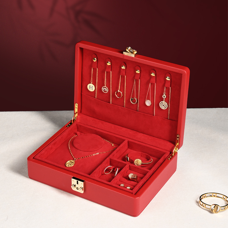 FANXI Custom logo Velvet Travel Jewelry Box Organizer Wholesale pu Leather Earring Ring Necklace Jewellery Case