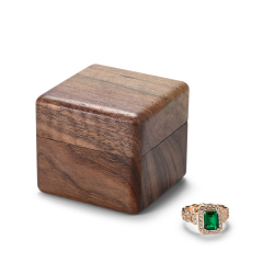 SM209 Custom Logo Square Wood Ring Box Packaging Luxury Gift Ring Case Wedding Jewelry Display Storage Box