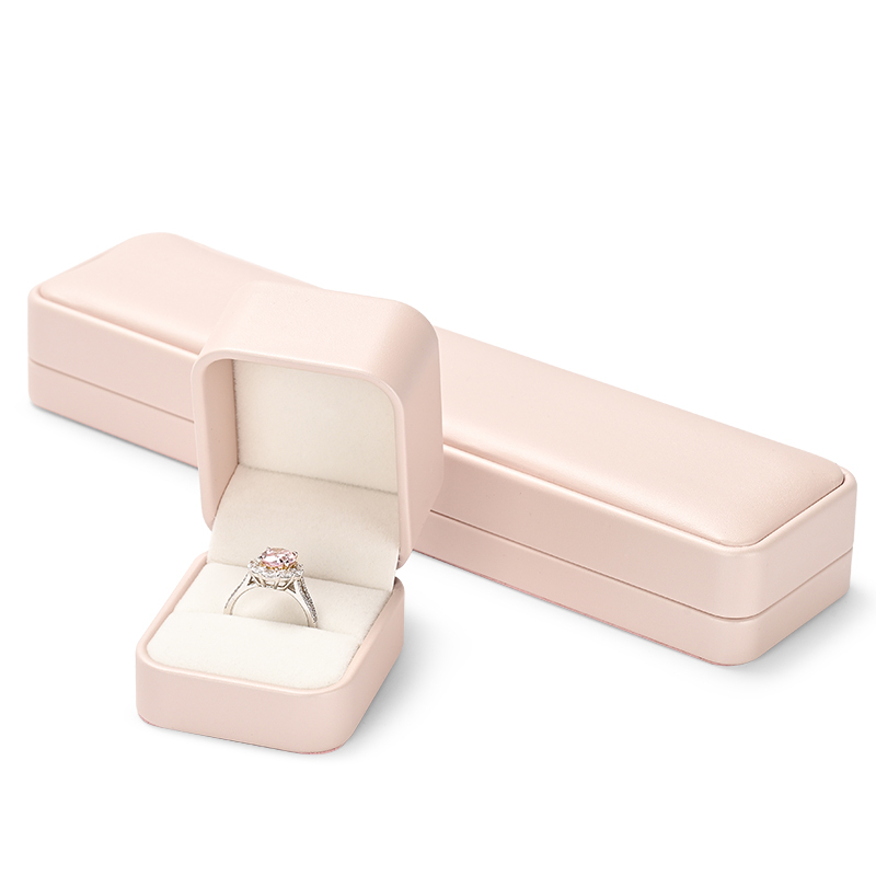 H161 Custom logo Pink Velvet Jewelry Box Ring Earrings Pendant Necklace Box Jewelry Packaging
