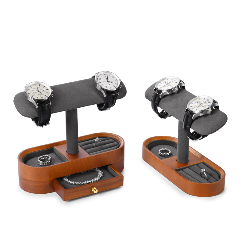 SM212 Wooden Watch Holder Bracelet Display Stand Microfiber Luxury Watch Display Stand Jewelry Box Organizer