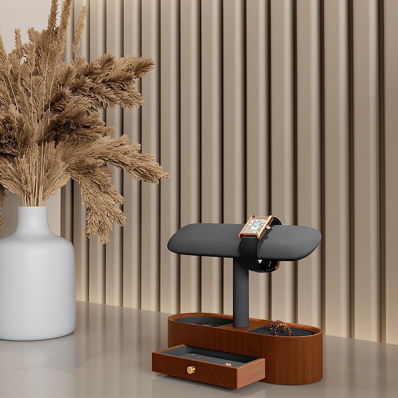 SM212 Wooden Watch Holder Bracelet Display Stand Microfiber Luxury Watch Display Stand Jewelry Box Organizer