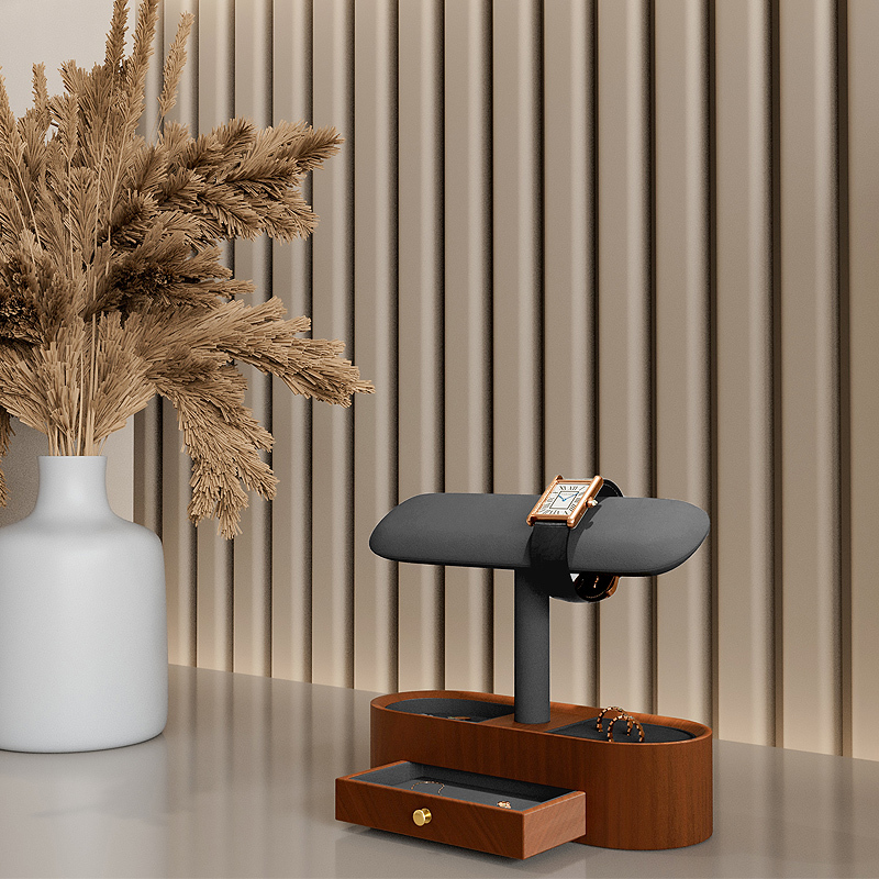 SM212 Wooden Watch Holder Bracelet Display Stand Microfiber Luxury Watch Display Stand Jewelry Box Organizer
