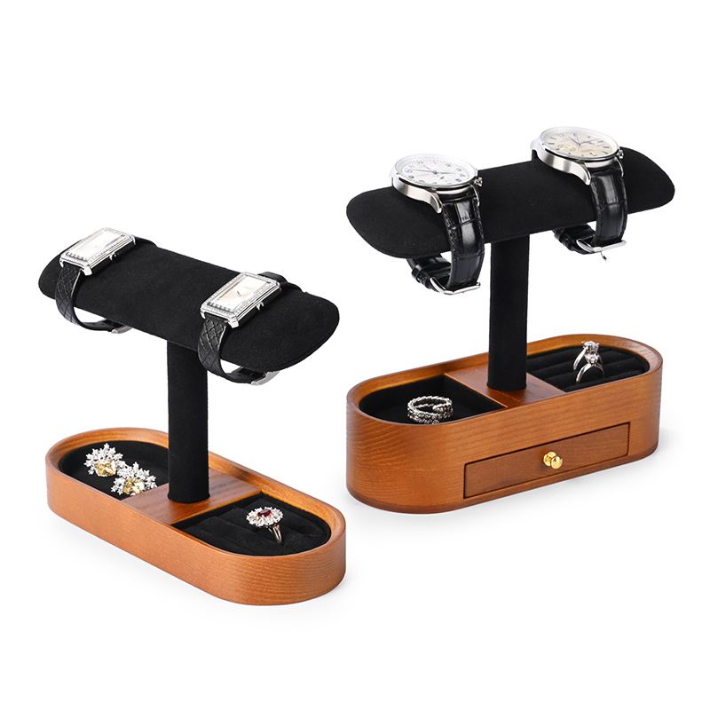 SM212 Wooden Watch Holder Bracelet Display Stand Microfiber Luxury Watch Display Stand Jewelry Box Organizer