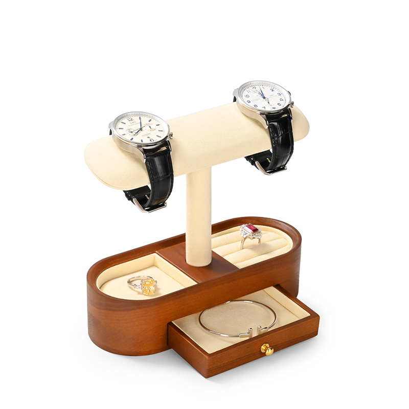 SM212 Wooden Watch Holder Bracelet Display Stand Microfiber Luxury Watch Display Stand Jewelry Box Organizer