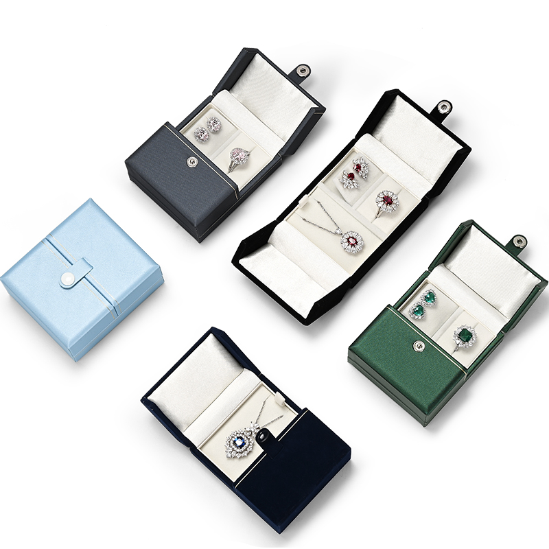 H164 Custom logo wholesale jewelry velvet earrings necklace bracelet packaging box ring jewelry set box