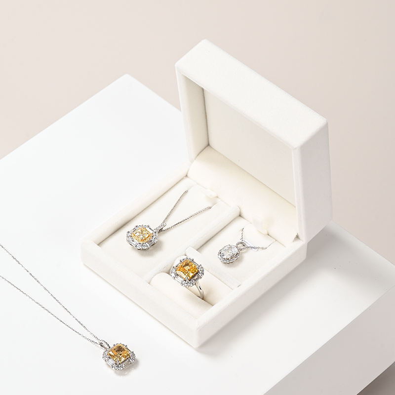 H163 Custom logo wholesale jewelry velvet earrings necklace bracelet packaging box ring jewelry set box