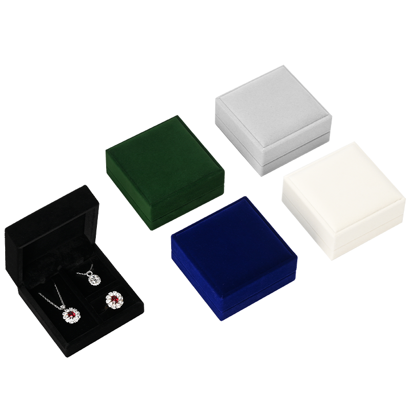 H163 Custom logo wholesale jewelry velvet earrings necklace bracelet packaging box ring jewelry set box