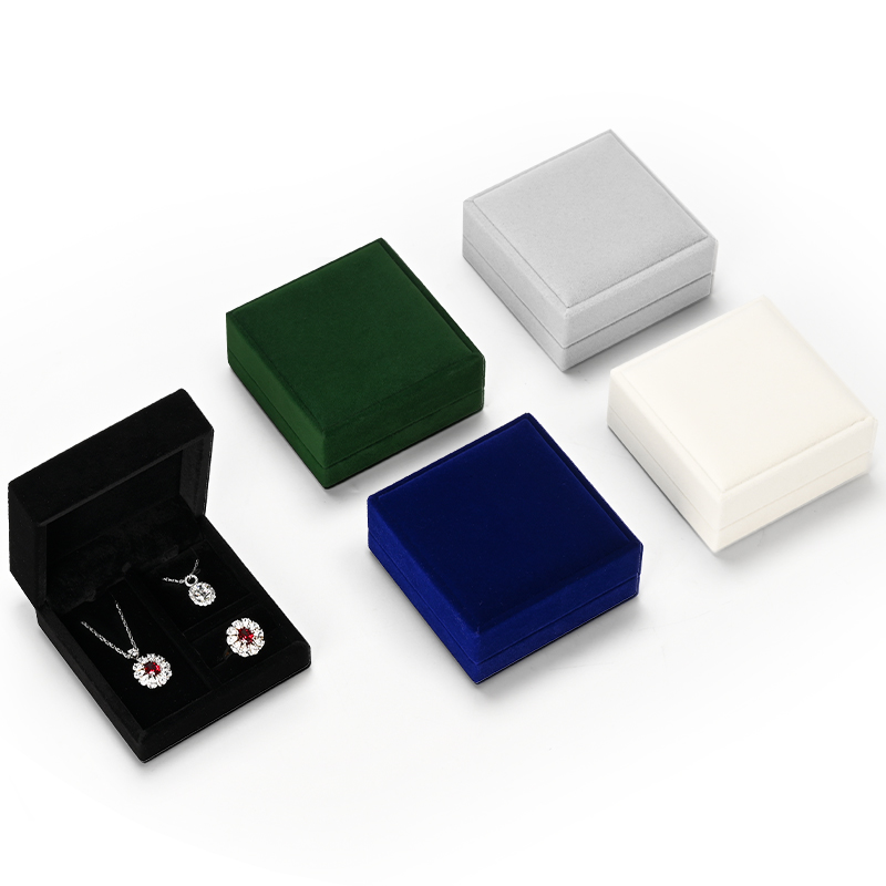 H163 Custom logo wholesale jewelry velvet earrings necklace bracelet packaging box ring jewelry set box