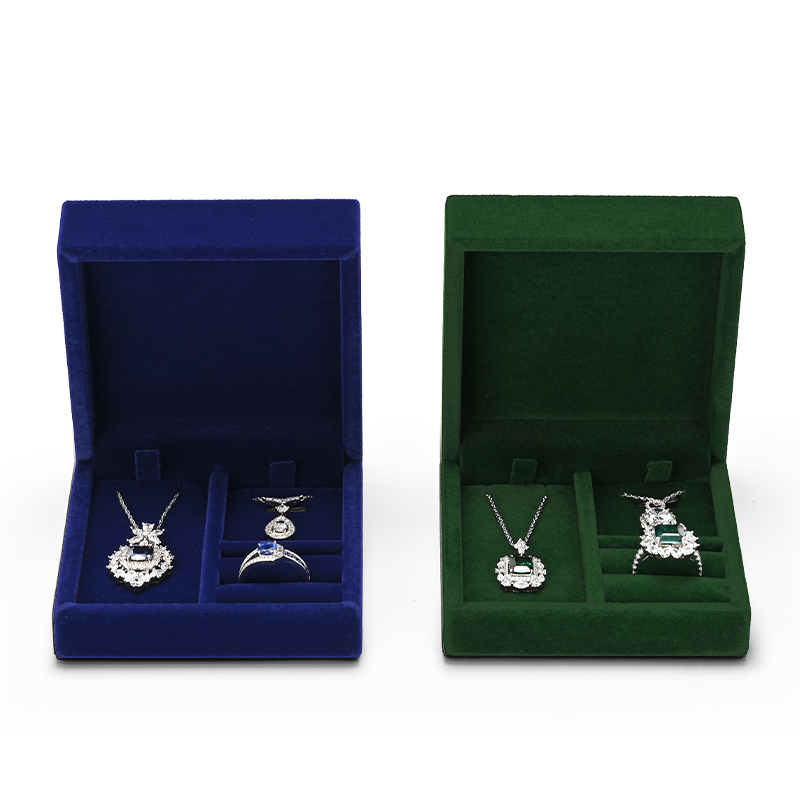 H163 Custom logo wholesale jewelry velvet earrings necklace bracelet packaging box ring jewelry set box