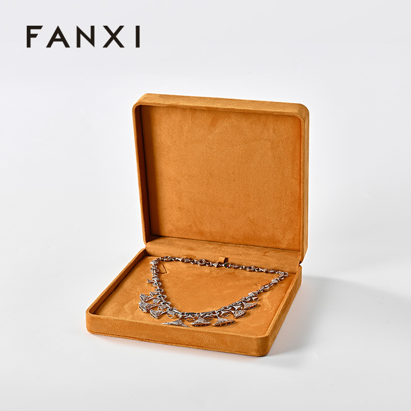 Suede orange jewelry box pendant earrings jewelry packaging box shooting display props