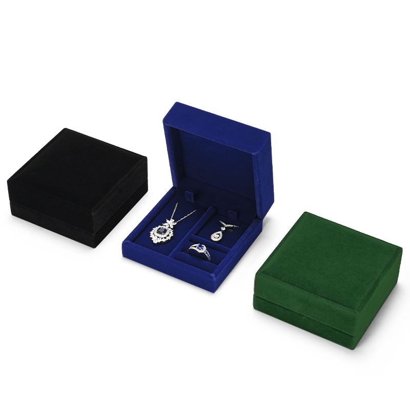 H163 Custom logo wholesale jewelry velvet earrings necklace bracelet packaging box ring jewelry set box