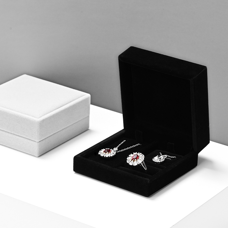 H163 Custom logo wholesale jewelry velvet earrings necklace bracelet packaging box ring jewelry set box
