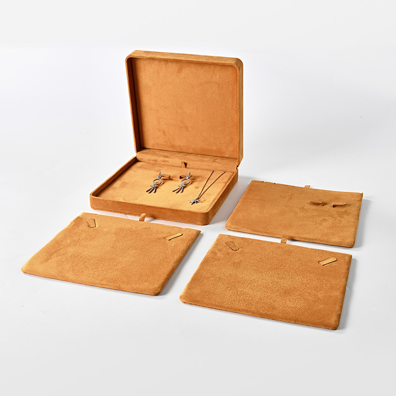 Suede orange jewelry box pendant earrings jewelry packaging box shooting display props