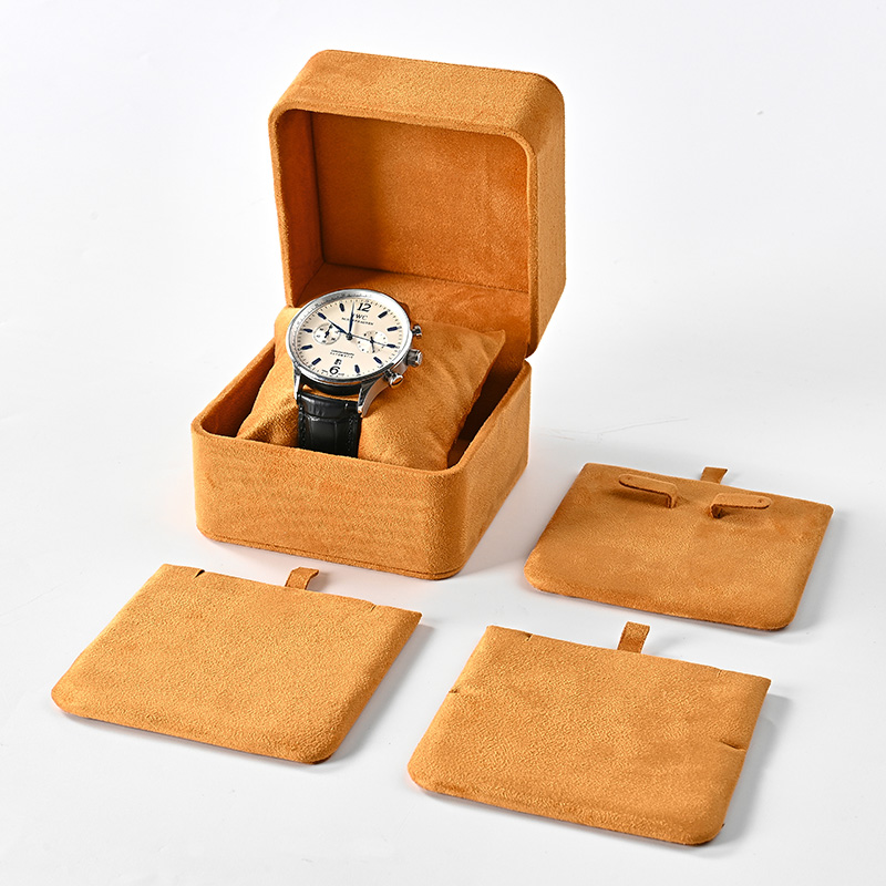 Suede orange jewelry box necklace watch earrings jewelry packaging box minimalist storage box