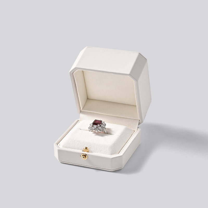 Custom logo PU leather microfiber luxury ring gift box jewelry packaging box display box for ring