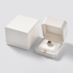 Custom logo PU leather microfiber luxury ring gift box jewelry packaging box display box for ring