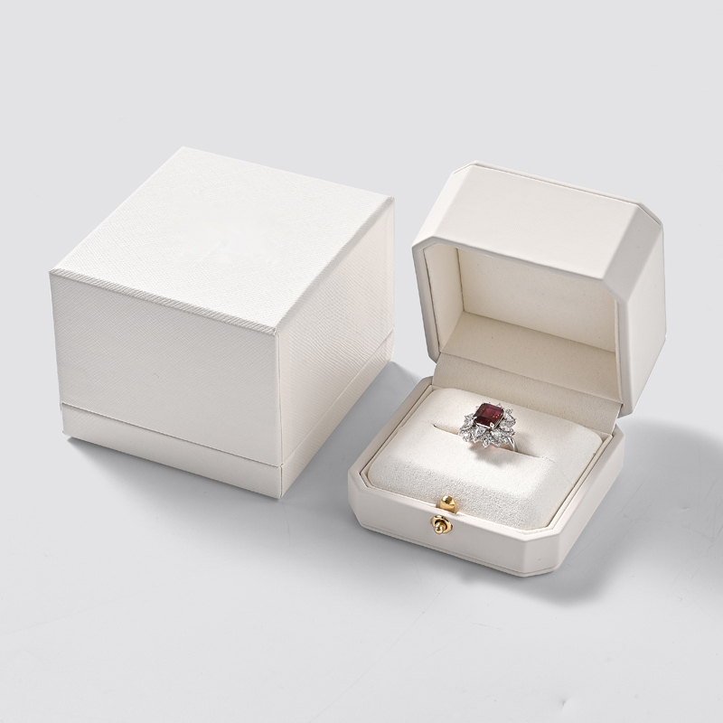 Custom logo PU leather microfiber luxury ring gift box jewelry packaging box display box for ring