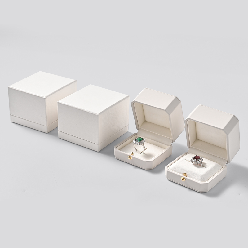 Custom logo PU leather microfiber luxury ring gift box jewelry packaging box display box for ring