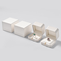 Custom logo PU leather microfiber luxury ring gift box jewelry packaging box display box for ring