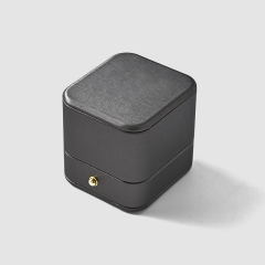Wholesale custom logo hot sell grey PU Leather ring box jewelry set packaging boxes
