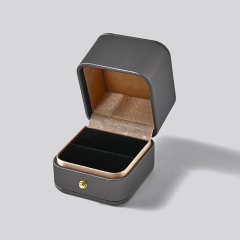 Wholesale custom logo hot sell grey PU Leather ring box jewelry set packaging boxes