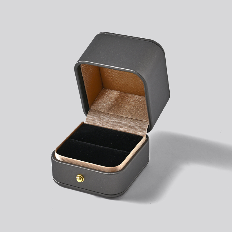 Wholesale custom logo hot sell grey PU Leather ring box jewelry set packaging boxes