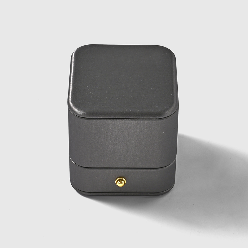 Wholesale custom logo hot sell grey PU Leather ring box jewelry set packaging boxes