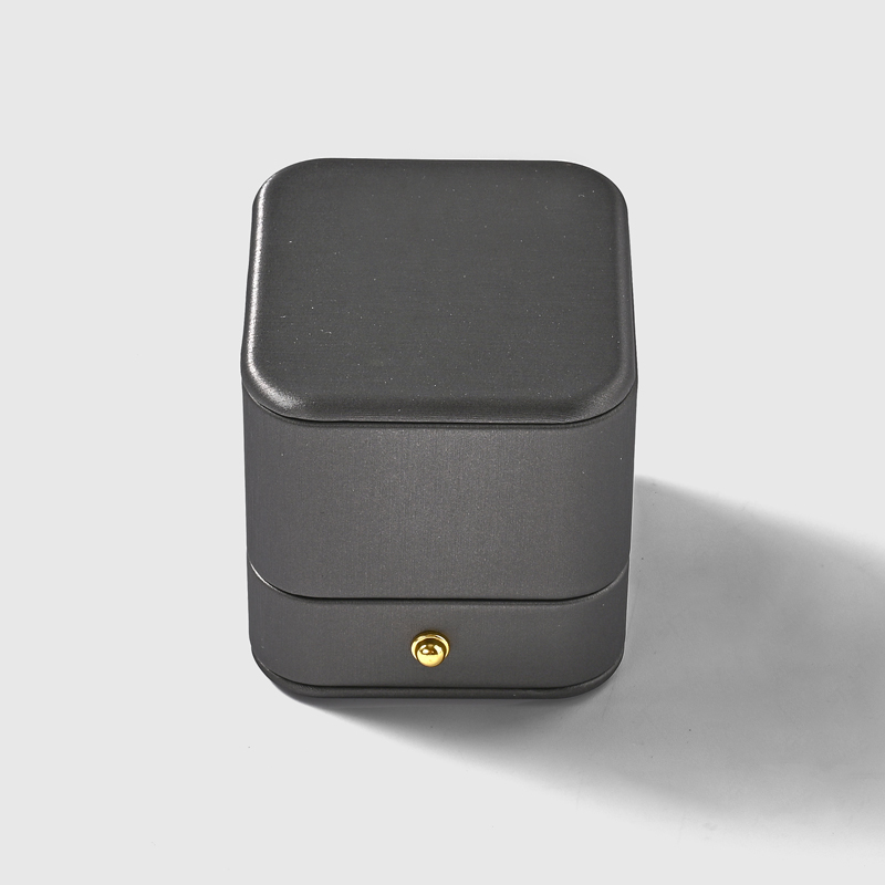 Wholesale custom logo hot sell grey PU Leather ring box jewelry set packaging boxes