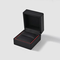 Jewelry luxury ring custom logo wholesale packaging box black PU leather jewelry box